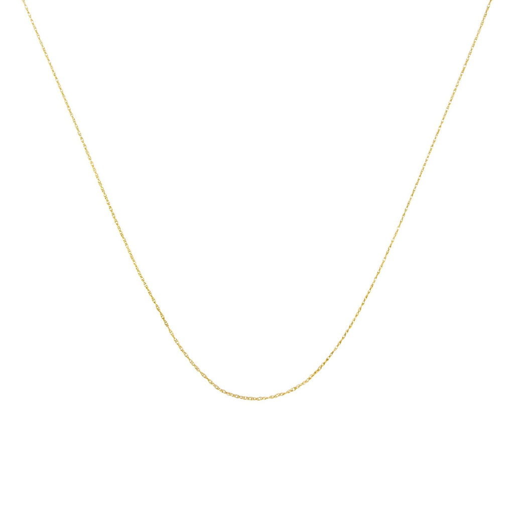 10K Gold 0.5 mm Slender & Dainty Fine Rope Chain Necklace