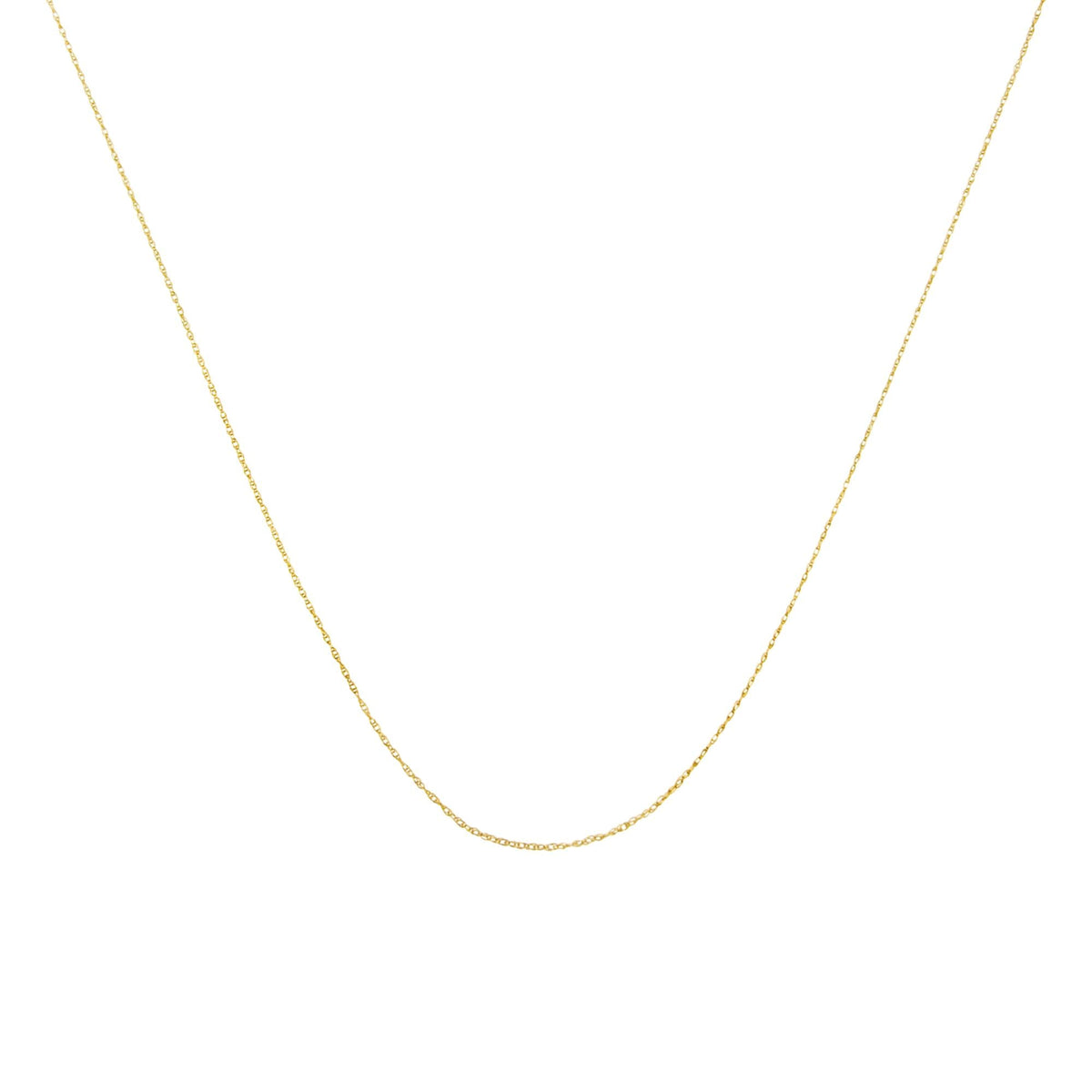 10K Gold 0.5 mm Slender & Dainty Fine Rope Chain Necklace