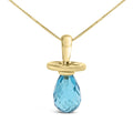 14K Yellow Gold and Blue Quartz Pacifier Pendant Necklace - 18" Inches