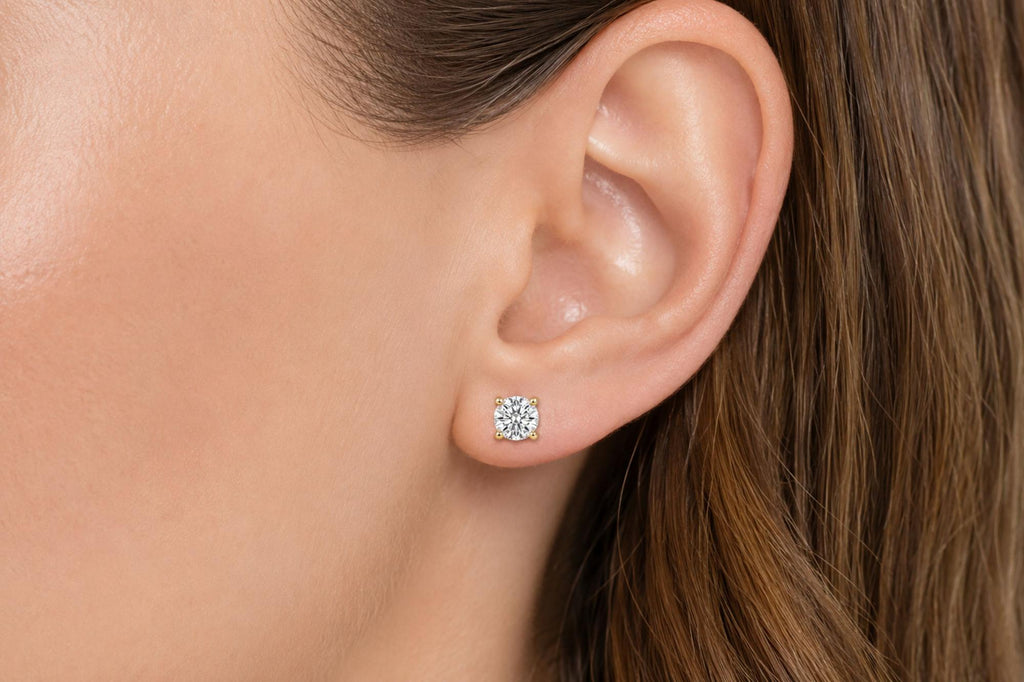 IGI Certified 14K White Gold 1.00 Cttw Round Lab Grown Diamond Solitaire Stud Earrings