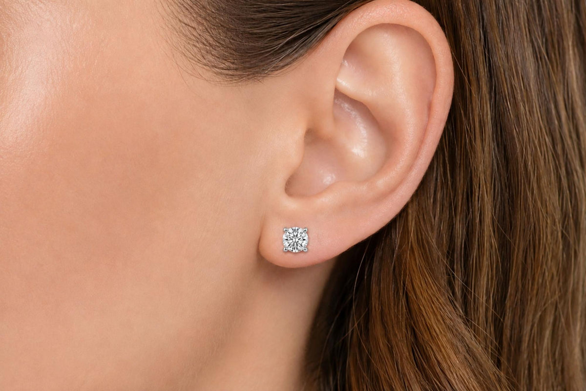 IGI Certified 14K White Gold 1.00 Cttw Round Lab Grown Diamond Solitaire Stud Earrings