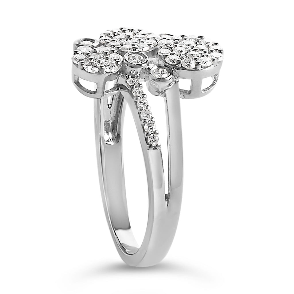 .925 Sterling Silver 1/2 Cttw Diamond Scatter Composite Bypass Ring (I-J Color, I1-I2 Clarity)