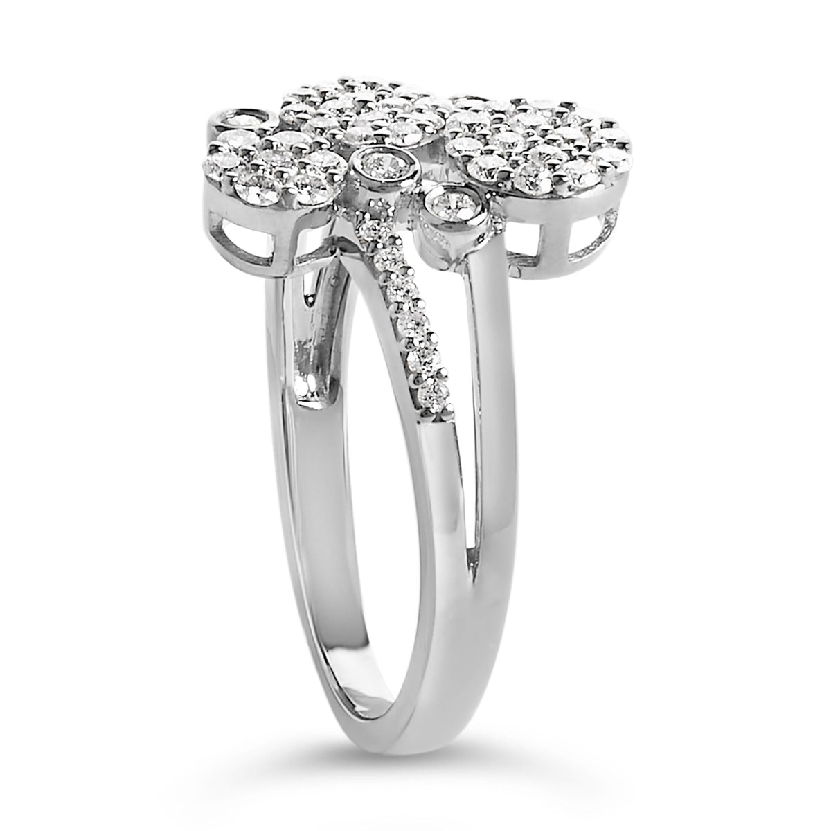 .925 Sterling Silver 1/2 Cttw Diamond Scatter Composite Bypass Ring (I-J Color, I1-I2 Clarity)