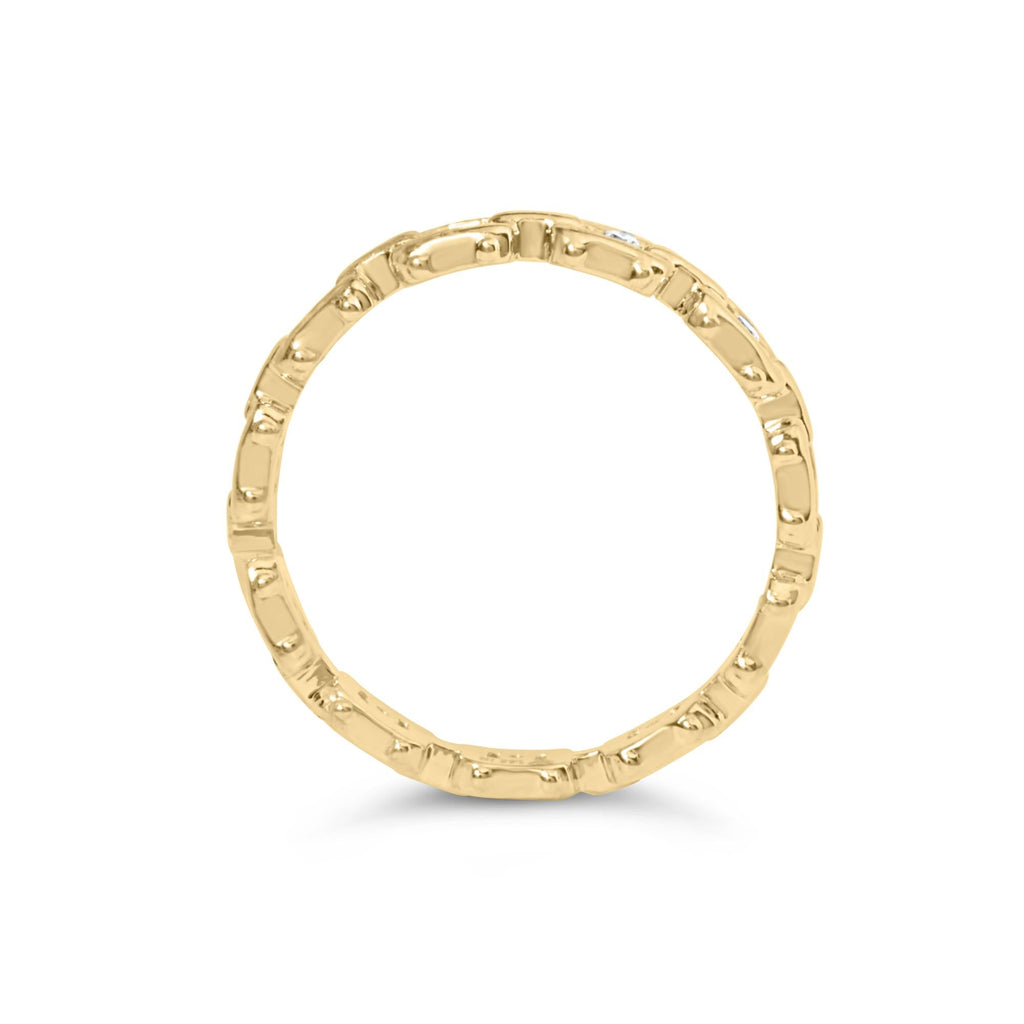 10K Yellow Gold 1/10 Cttw Diamond Paperclip Style Link Band Ring (H-I Color, I1-I2 Clarity)