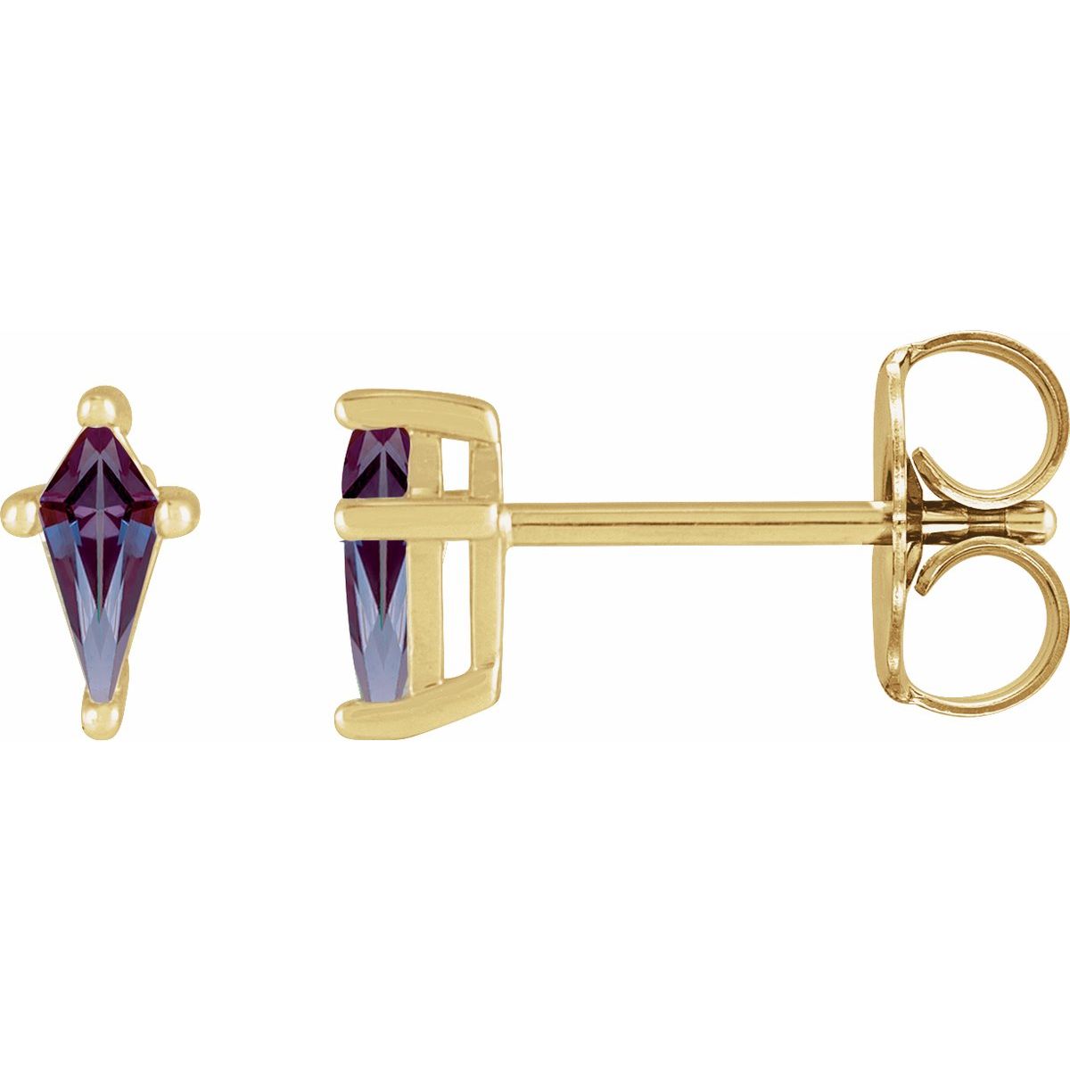 14K Yellow Gold Lab-Grown Alexandrite Earrings