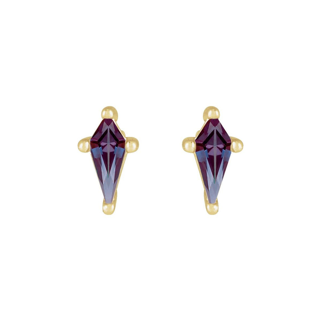 14K Yellow Gold Lab-Grown Alexandrite Earrings