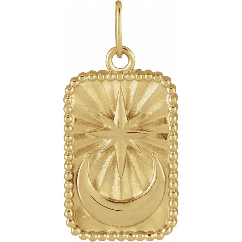 14K Yellow Gold Crescent Moon Pendant