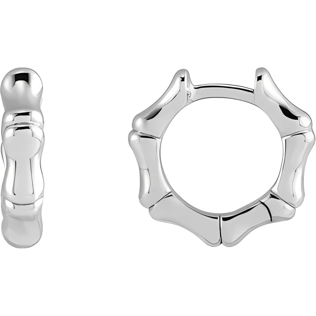 Sterling Silver Hinged Bamboo 12 mm Hoop Earrings