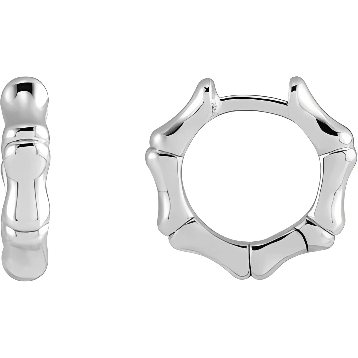 Sterling Silver Hinged Bamboo 12 mm Hoop Earrings
