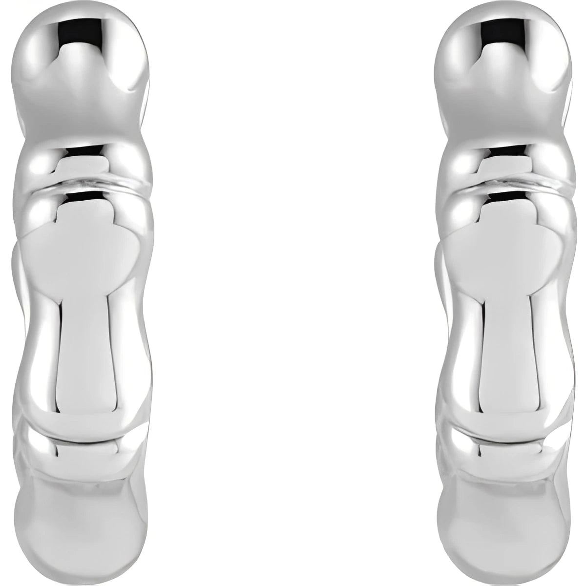Sterling Silver Hinged Bamboo 12 mm Hoop Earrings