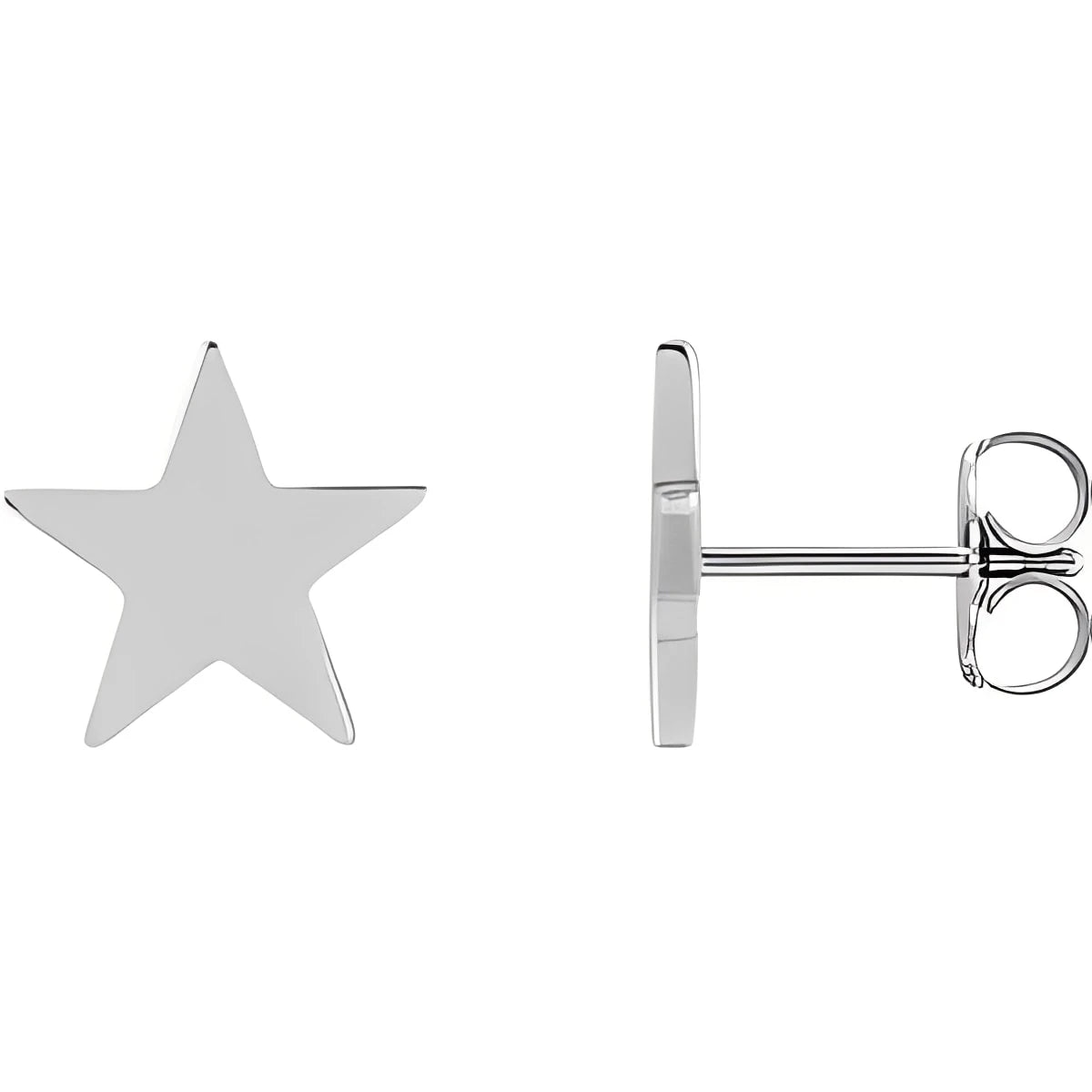 14K White Gold 4 mm Star Friction Post & Back Earrings