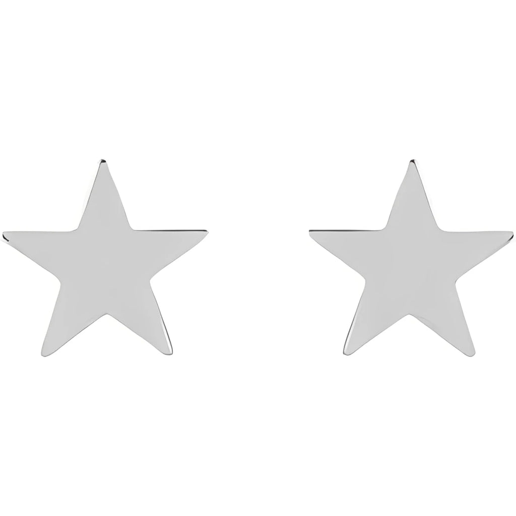 14K White Gold 4 mm Star Friction Post & Back Earrings