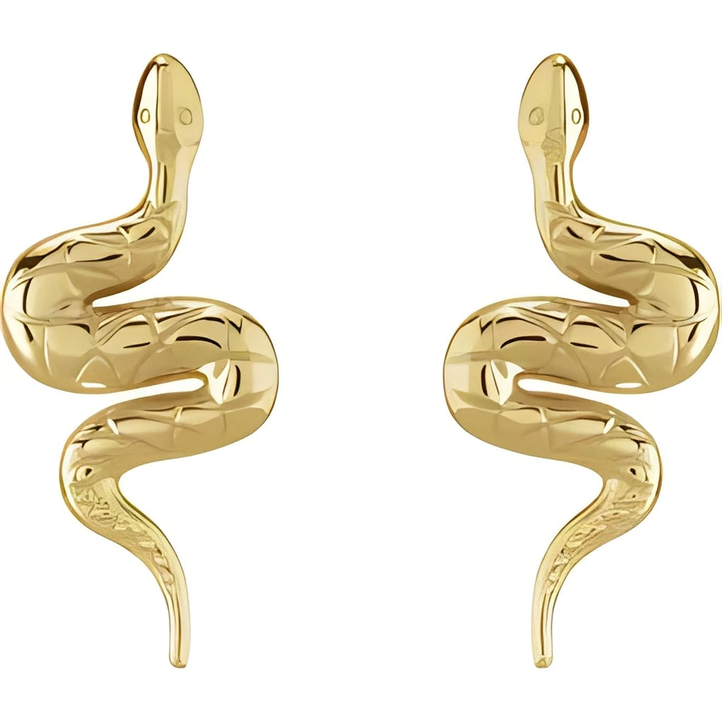 Sterling Silver Pair Snake Friction Back Earring