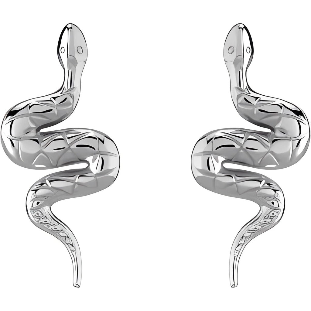 Sterling Silver Pair Snake Friction Back Earring