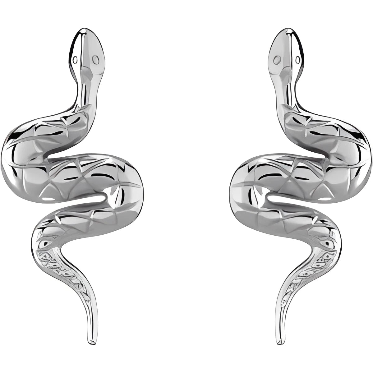 Sterling Silver Pair Snake Friction Back Earring