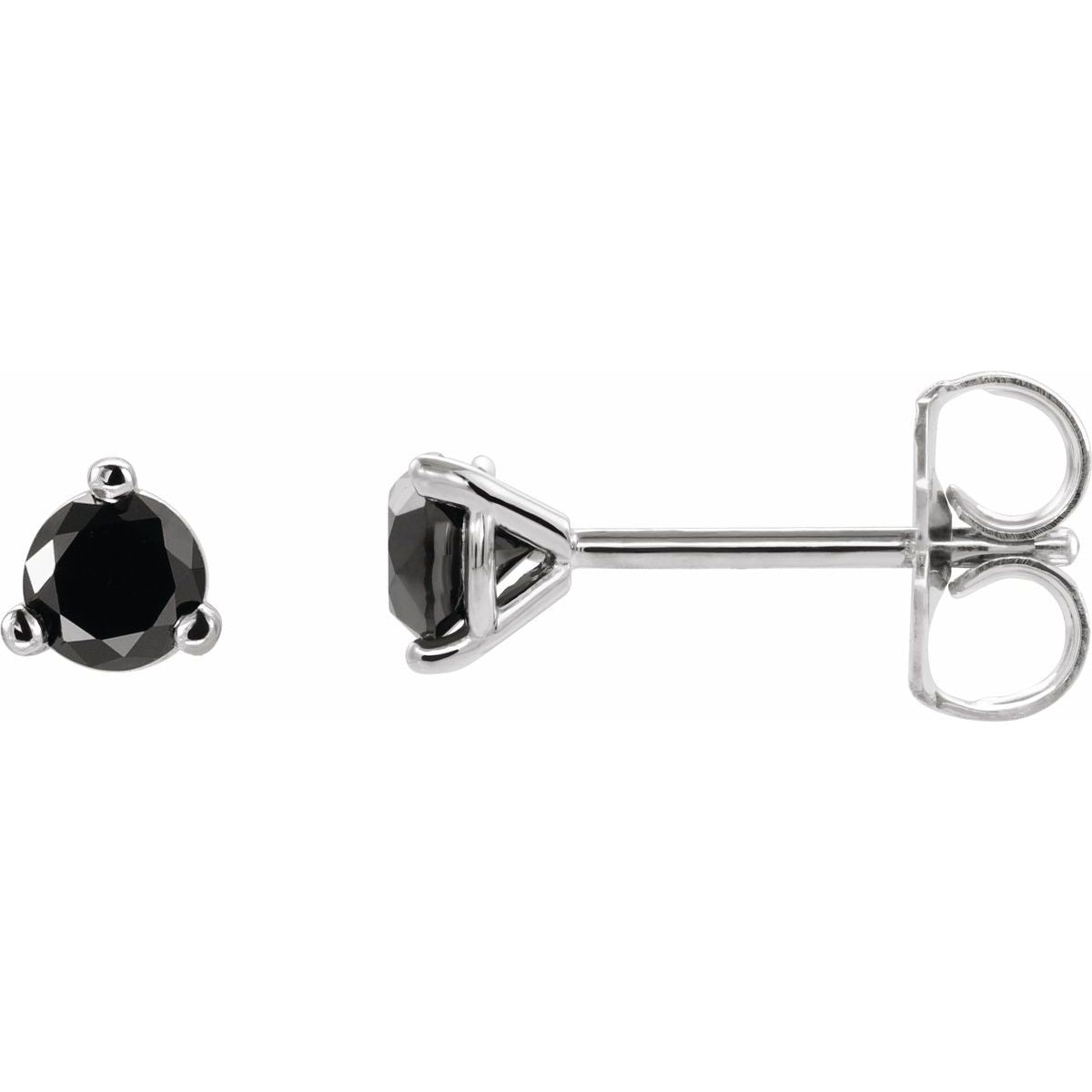 14K White Gold 1/8 CTW Natural Black Diamond  Earrings