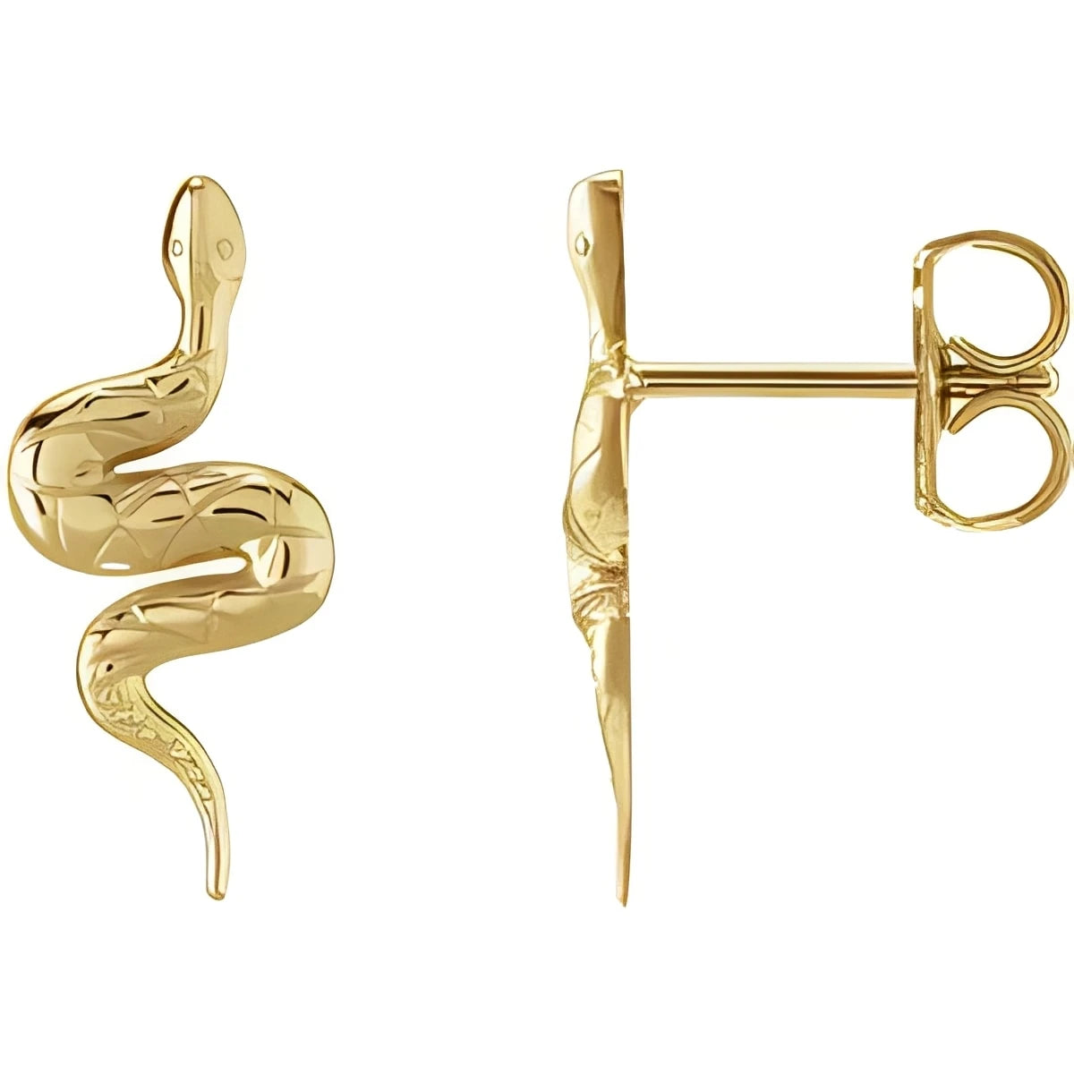 Sterling Silver Pair Snake Friction Back Earring