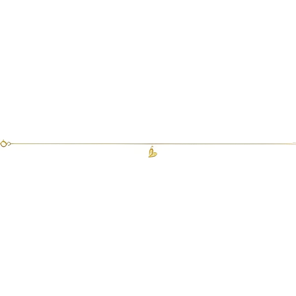 14K Yellow Gold Heart 9" Anklet