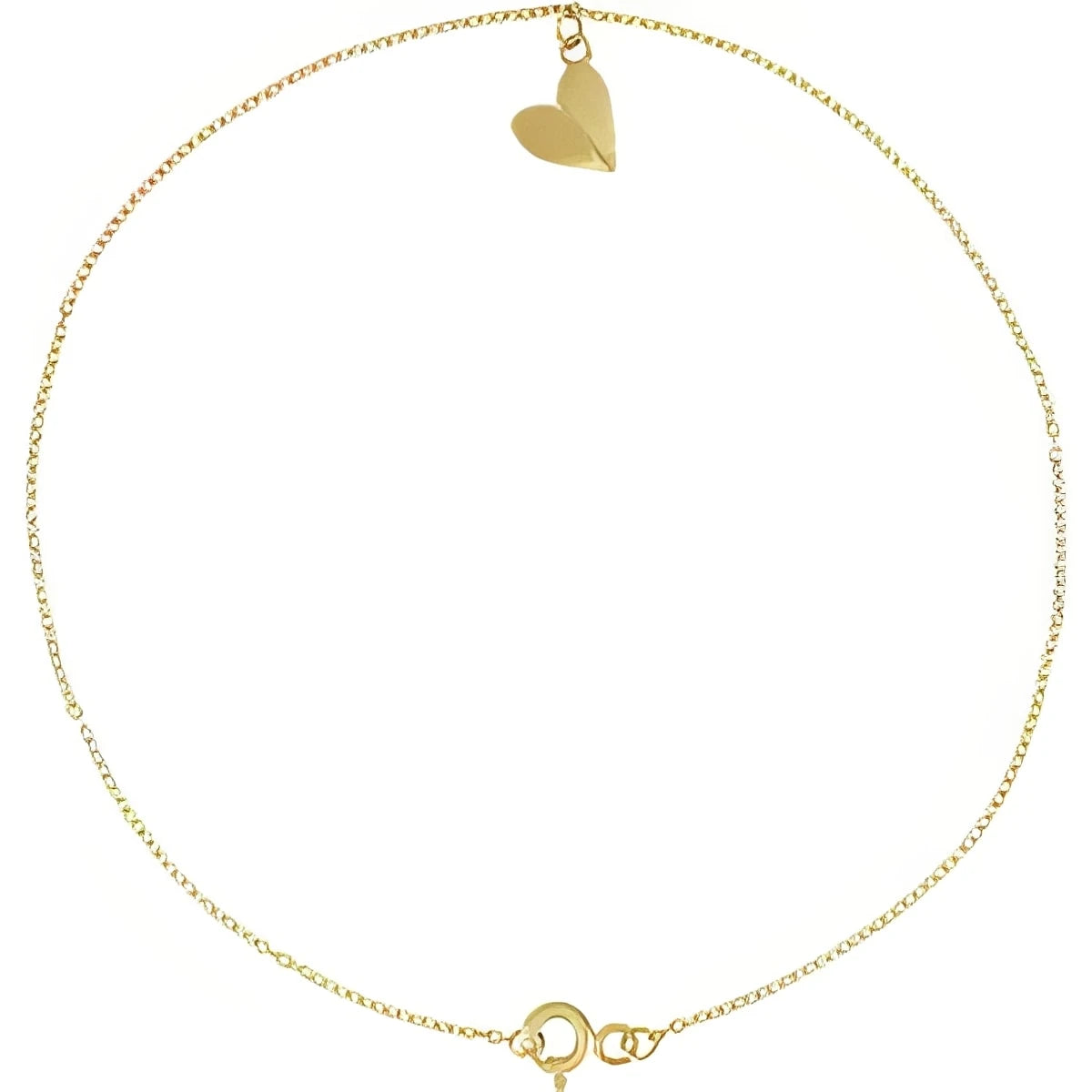 14K Yellow Gold Heart 9" Anklet