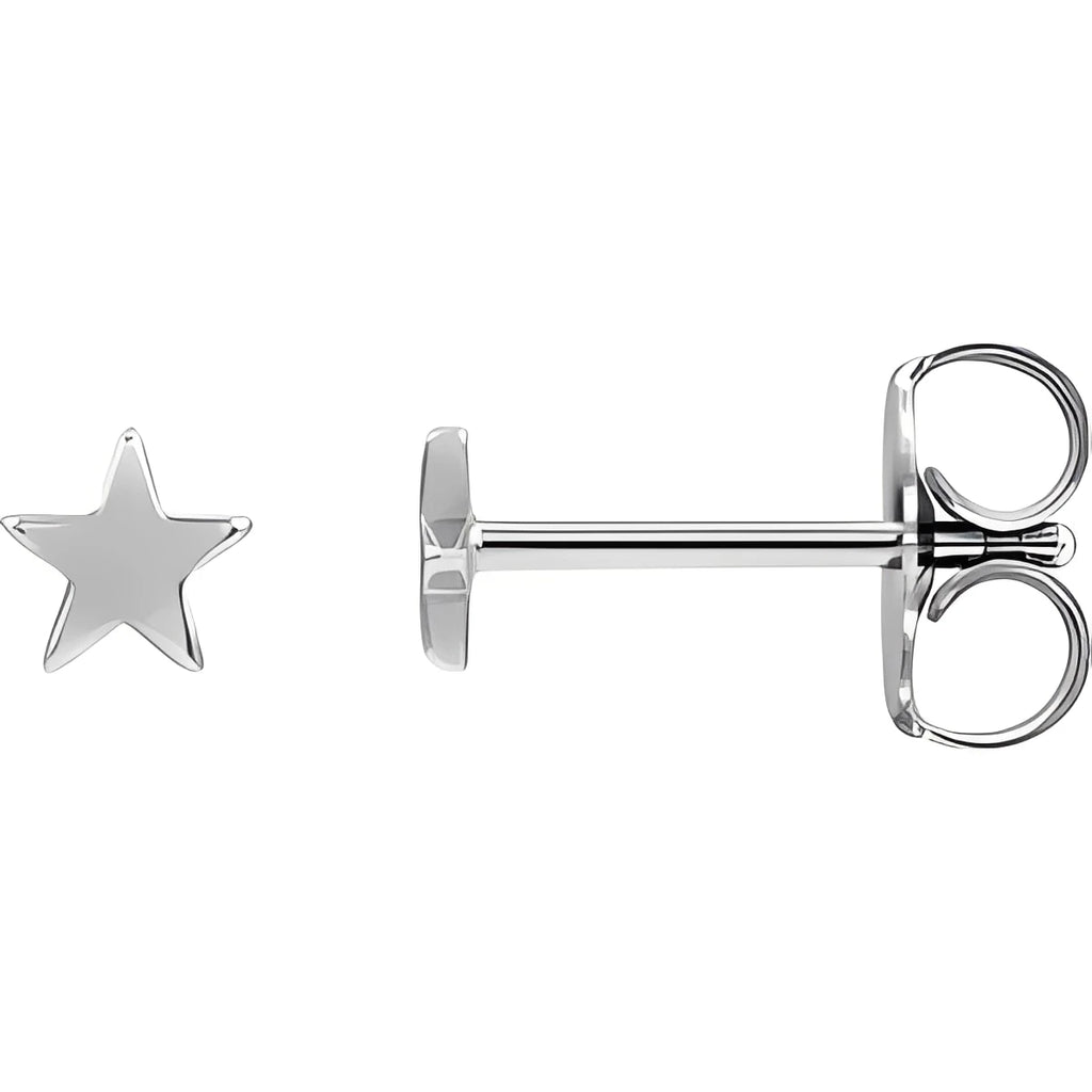 14K White Gold 4 mm Star Friction Post & Back Earrings