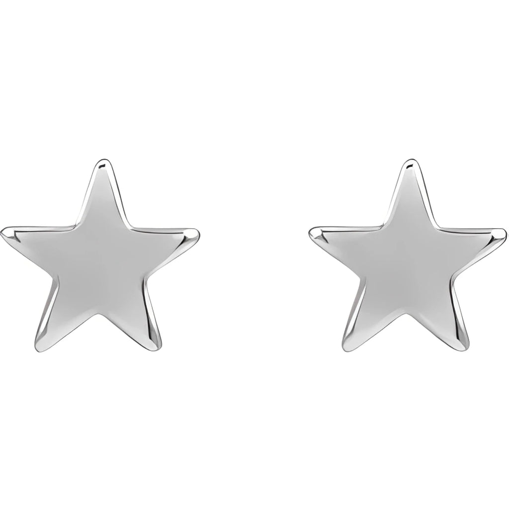 14K White Gold 4 mm Star Friction Post & Back Earrings
