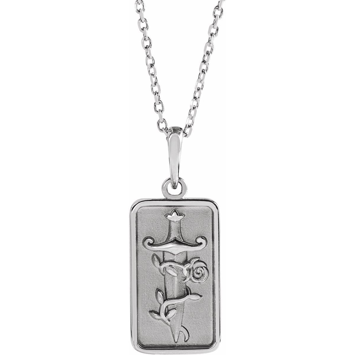 Sterling Silver Dagger & Rose 16-18" Necklace