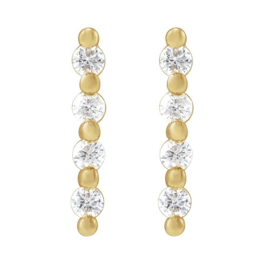 14K Yellow Gold 1/10 CTW Natural Diamond Bar Earrings