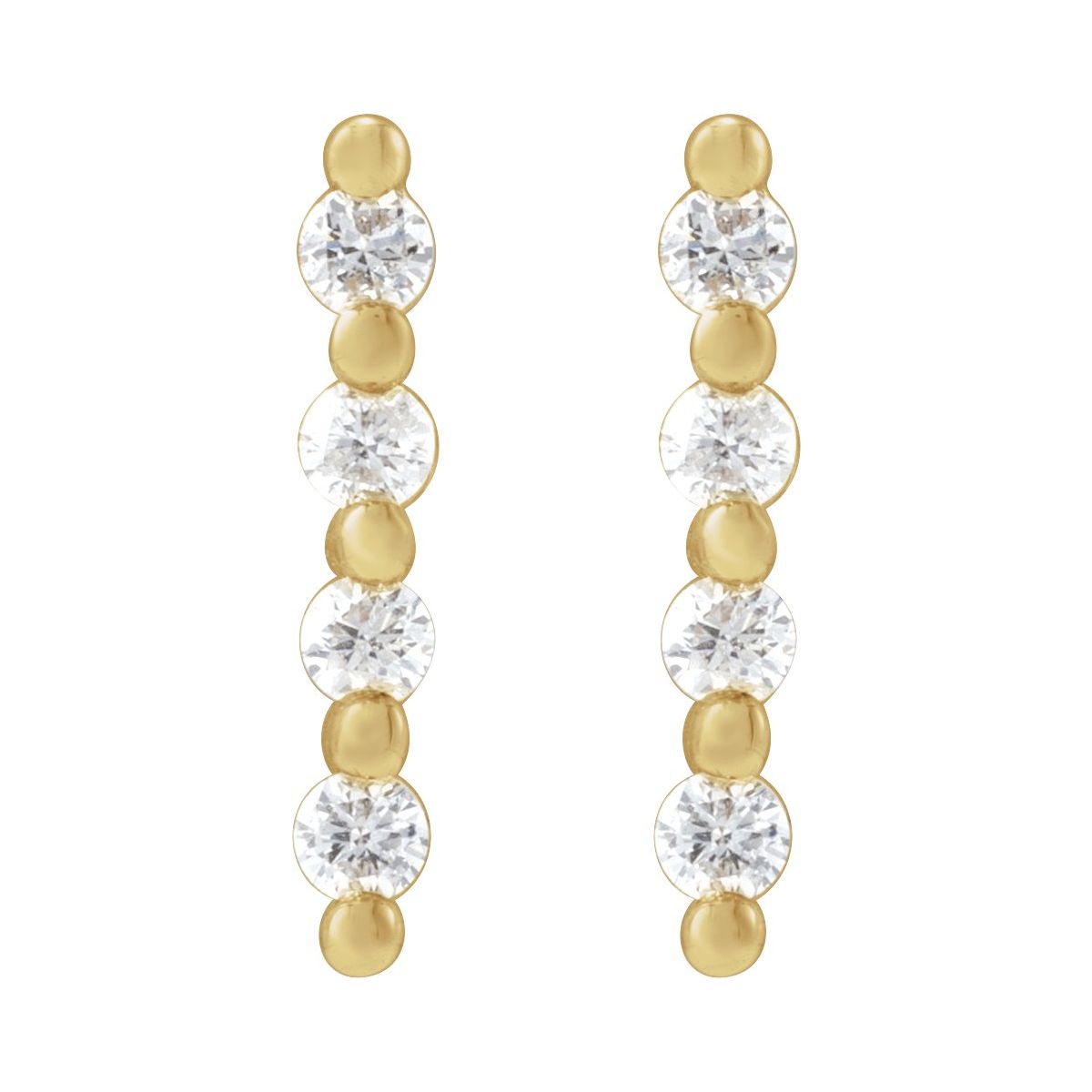 14K Yellow Gold 1/10 CTW Natural Diamond Bar Earrings