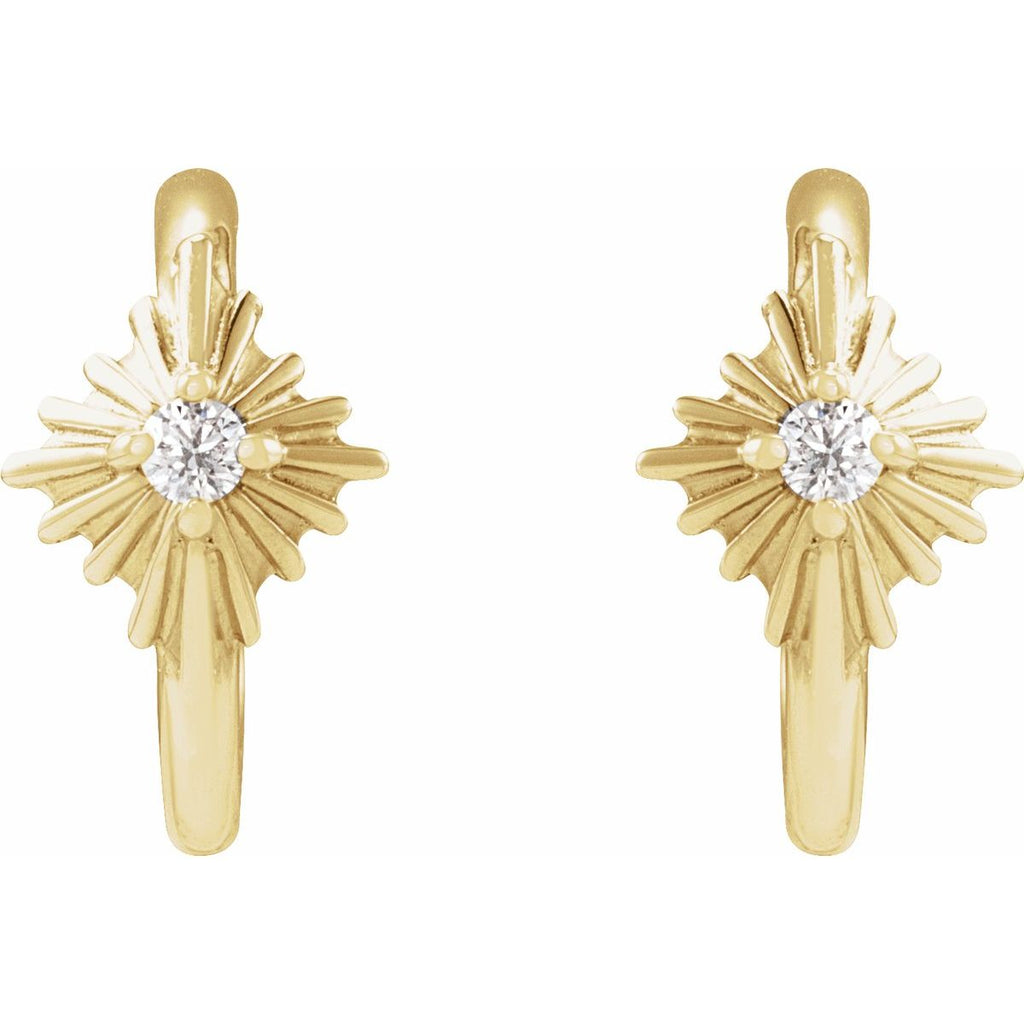 14K Yellow Gold .03 CTW Natural Diamond 10 mm Star Hoop Earrings