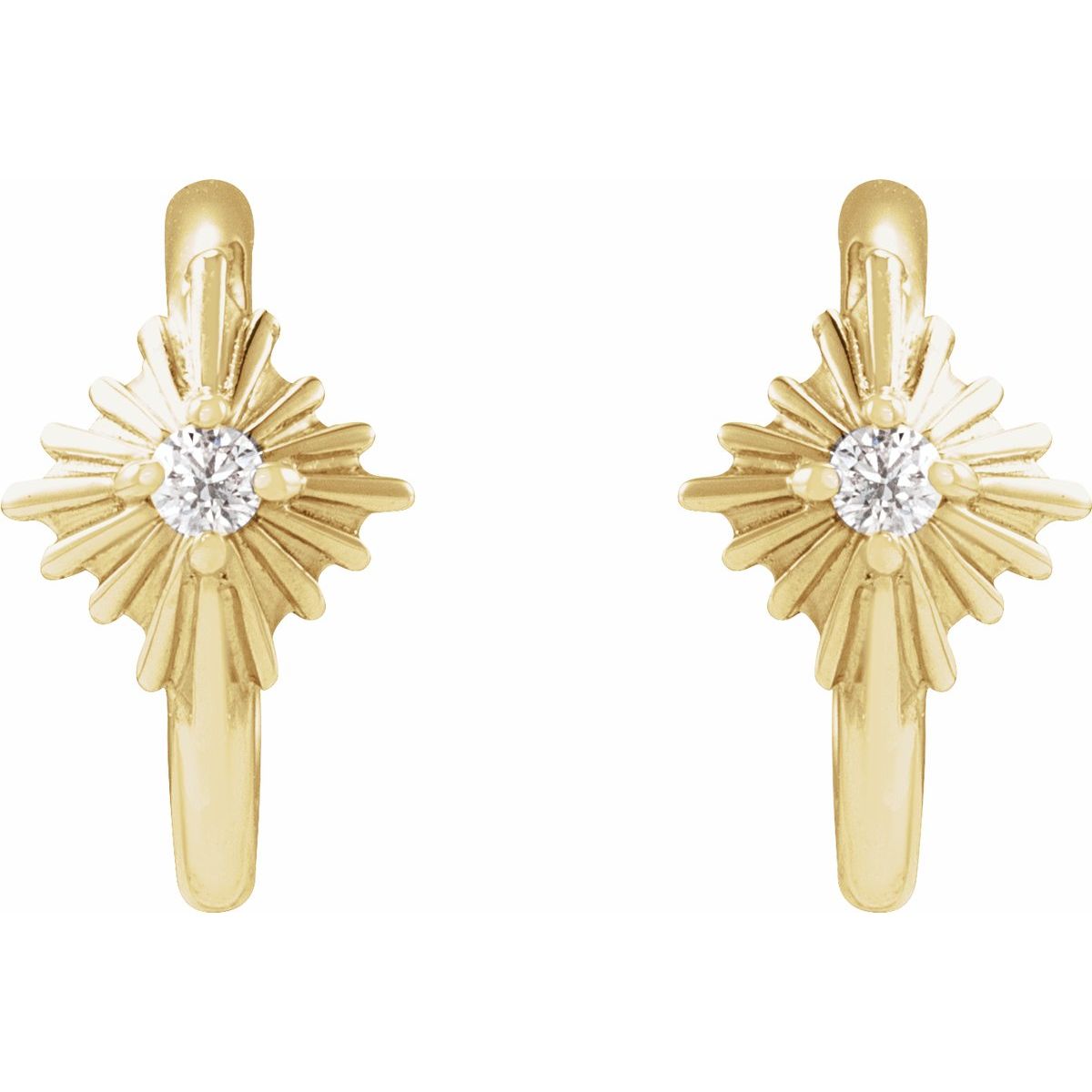 14K Yellow Gold .03 CTW Natural Diamond 10 mm Star Hoop Earrings