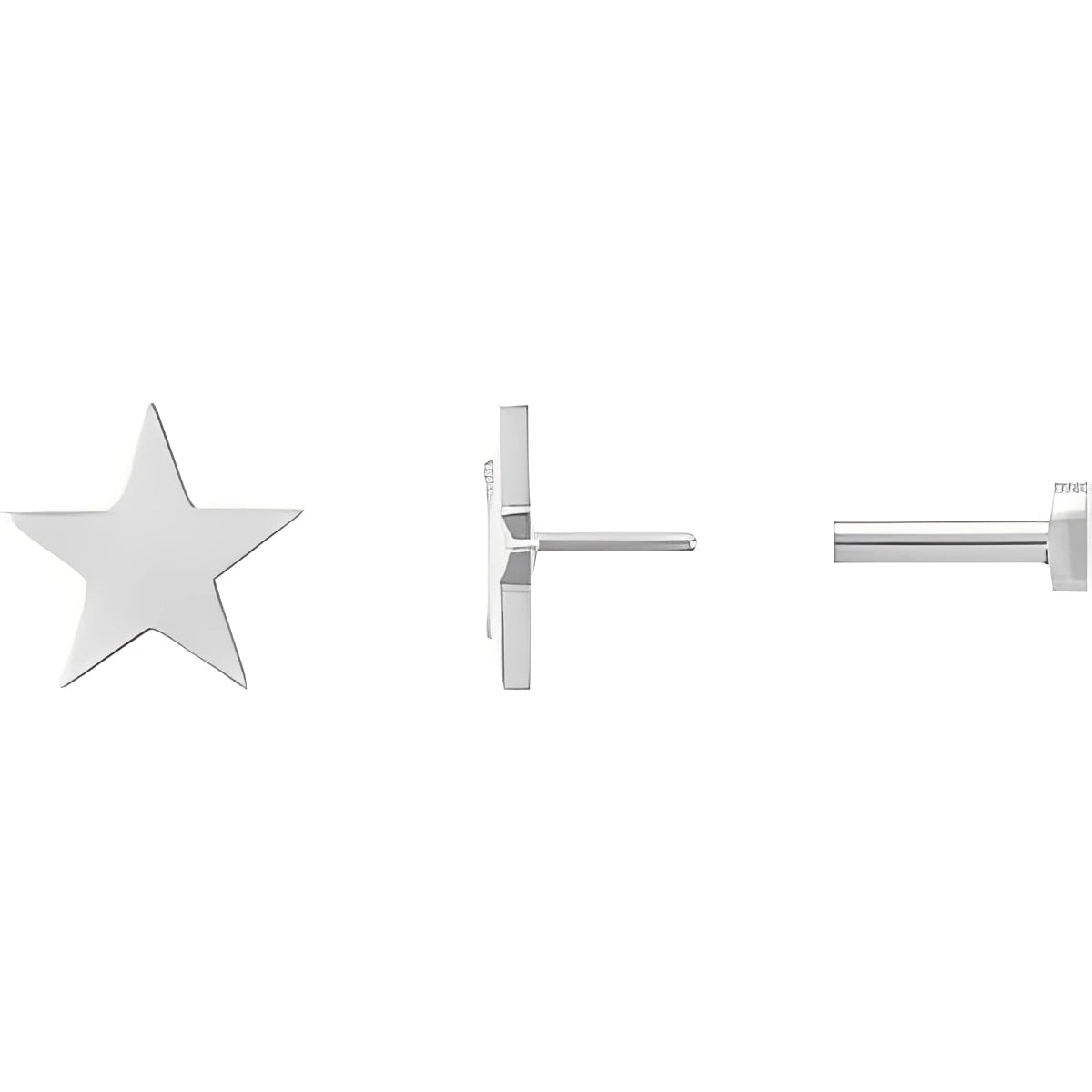 14K White Gold 4 mm Star Friction Post & Back Earrings
