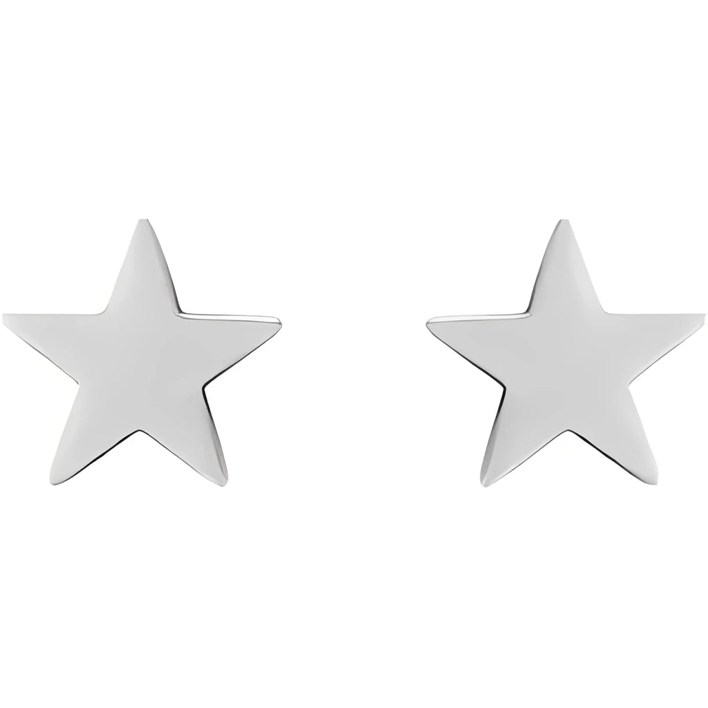 14K White Gold 4 mm Star Friction Post & Back Earrings