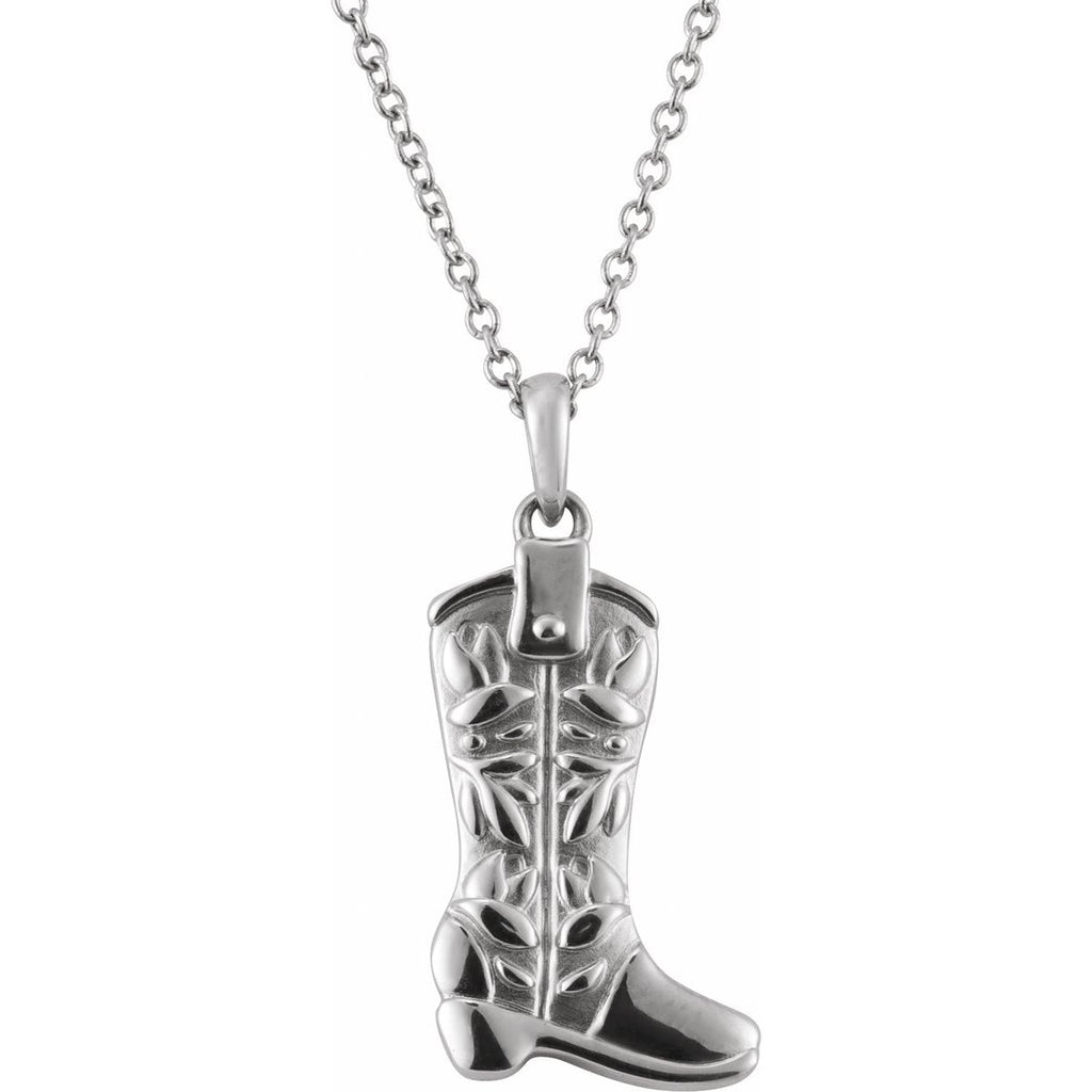 Sterling Silver Cowboy Boot 16-18" Necklace
