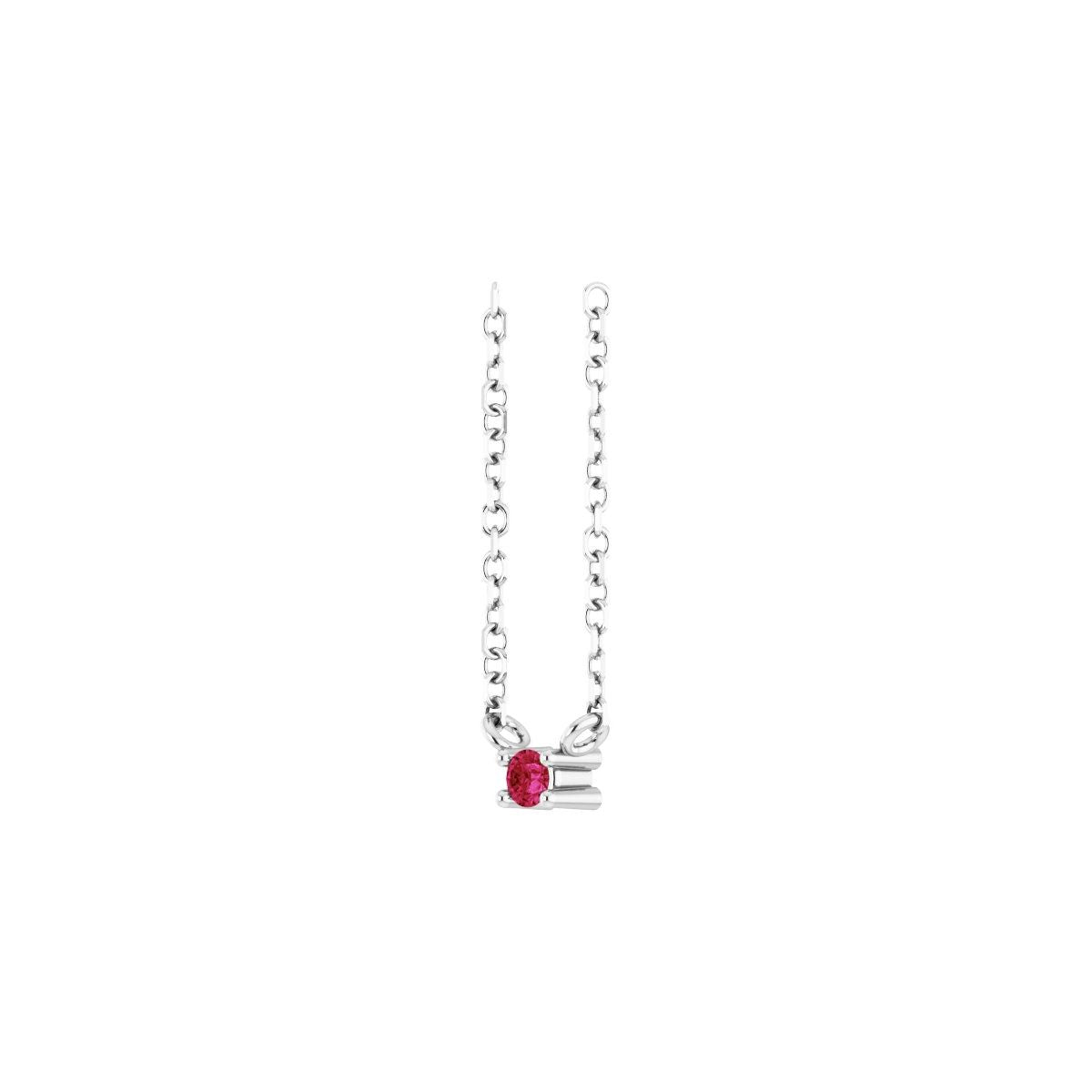 Sterling Silver Lab-Grown Ruby Bar 16" Necklace