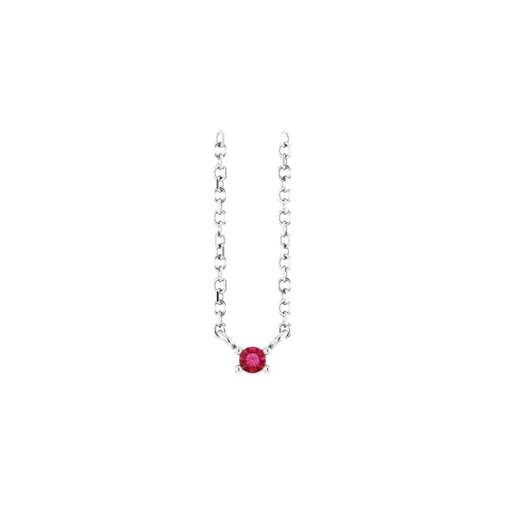 Sterling Silver Lab-Grown Ruby Bar 16" Necklace