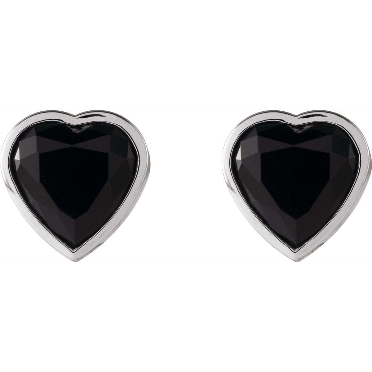 14K White Gold Natural Black Onyx Stud Earrings