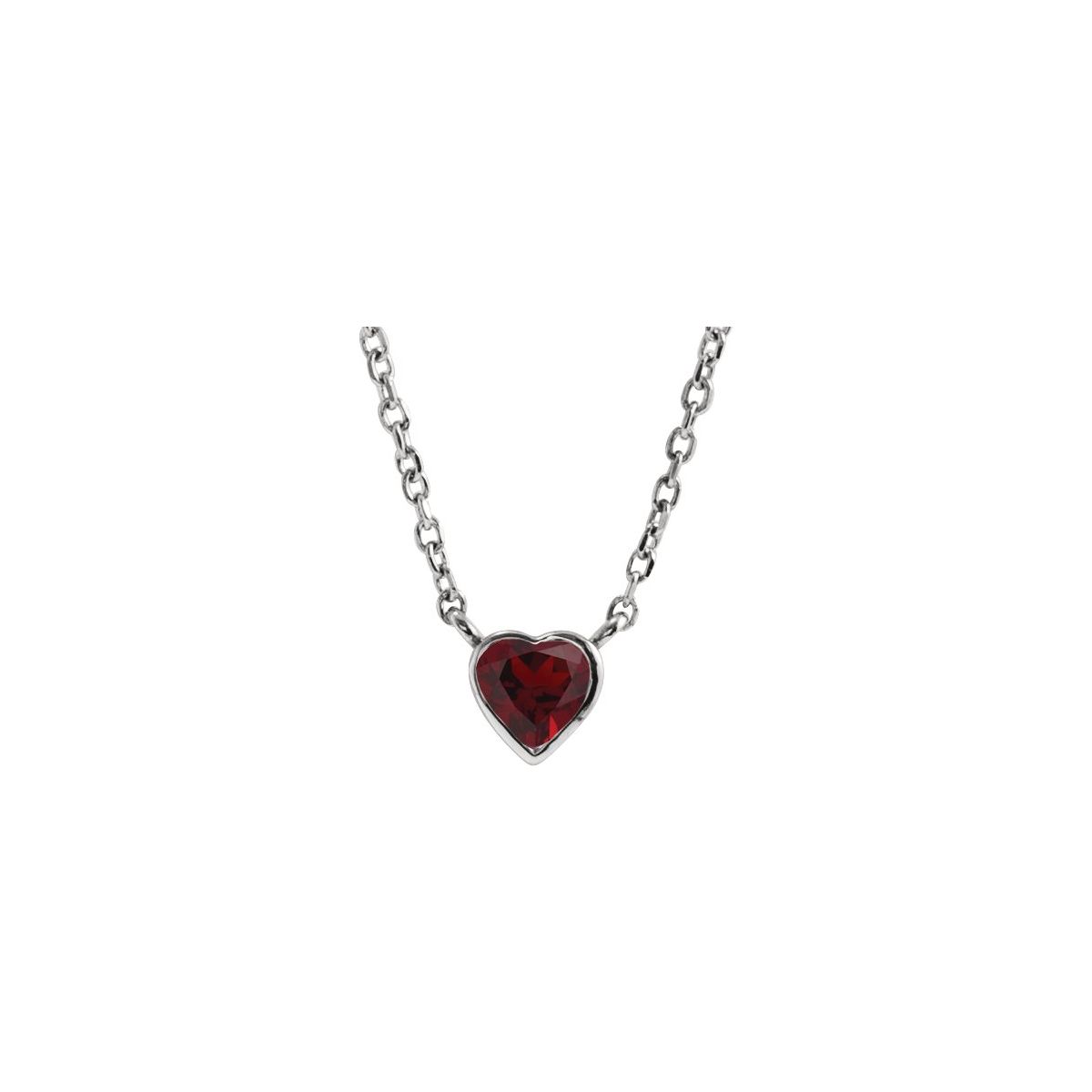 Sterling Silver Natural Mozambique Garnet Bezel-Set 16-18" Necklace