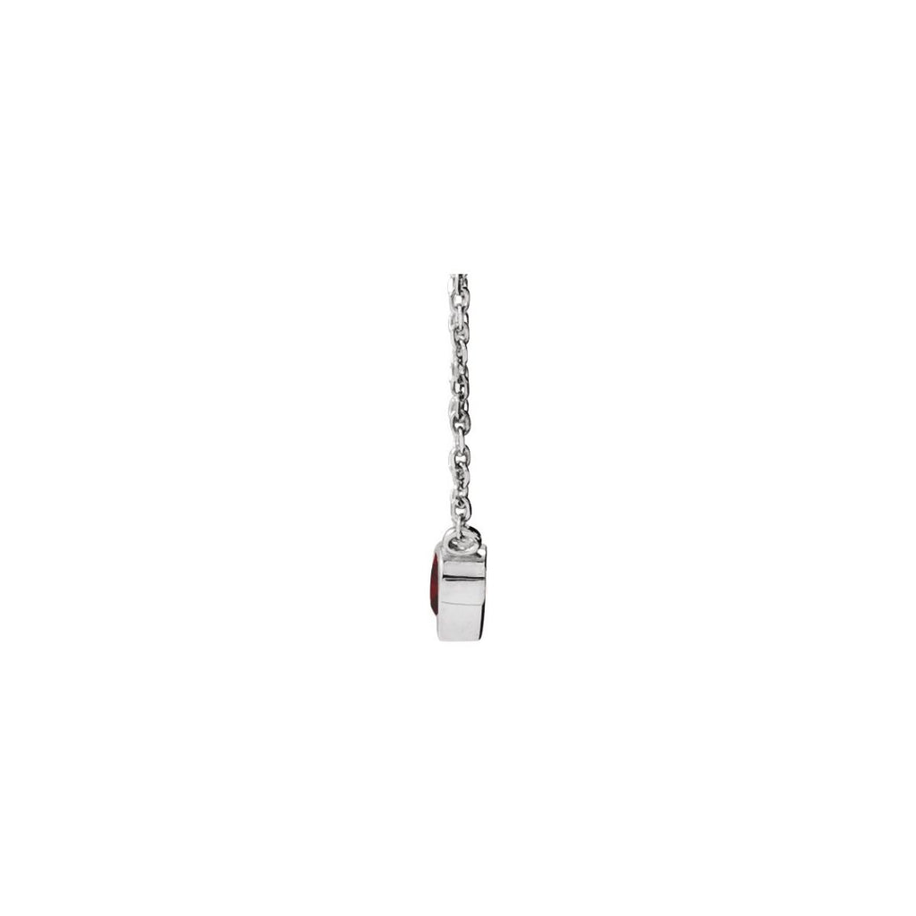 Sterling Silver Natural Mozambique Garnet Bezel-Set 16-18" Necklace