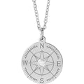 Sterling Silver .015 CT Natural Diamond Compass 16-18" Necklace
