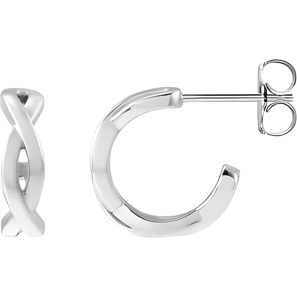 Sterling Silver Twisted 13 mm Hoop Earrings