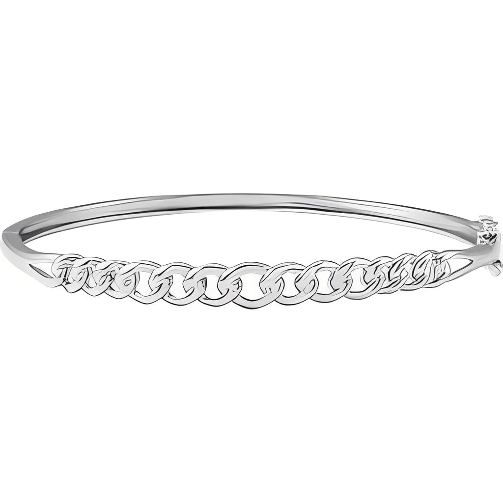 Sterling Silver 5.8 mm Chain Link Bangle 7" Bracelet