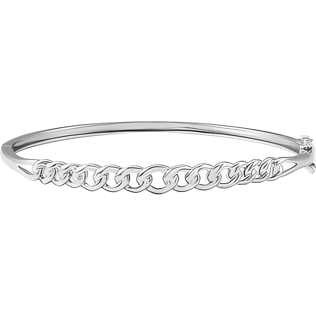 Sterling Silver 5.8 mm Chain Link Bangle 7" Bracelet