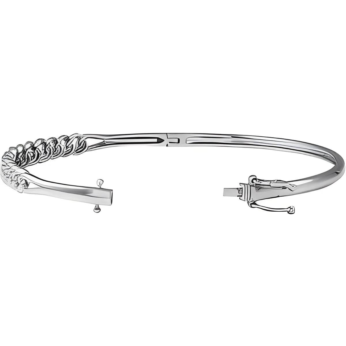Sterling Silver 5.8 mm Chain Link Bangle 7" Bracelet