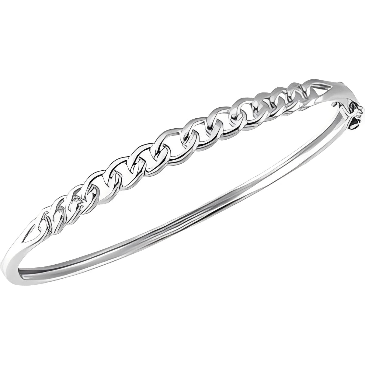 Sterling Silver 5.8 mm Chain Link Bangle 7" Bracelet