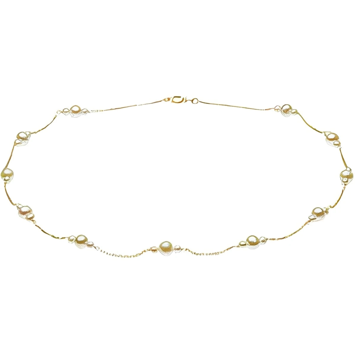 14K Yellow Gold Cultured White Freshwater Pearl 17" Necklace