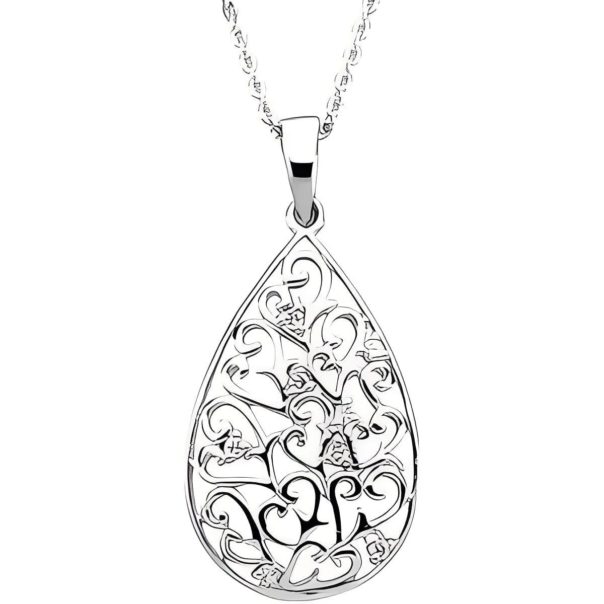 Sterling Silver Imitation White Cubic Zirconia Tear of Sympathy 18" Necklace