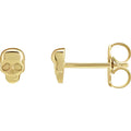14K Yellow Gold Skull Earrings