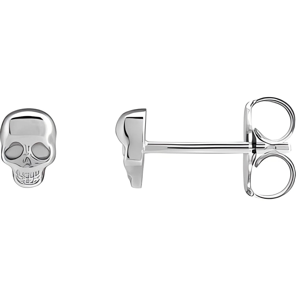 14K Yellow Gold Skull Earrings
