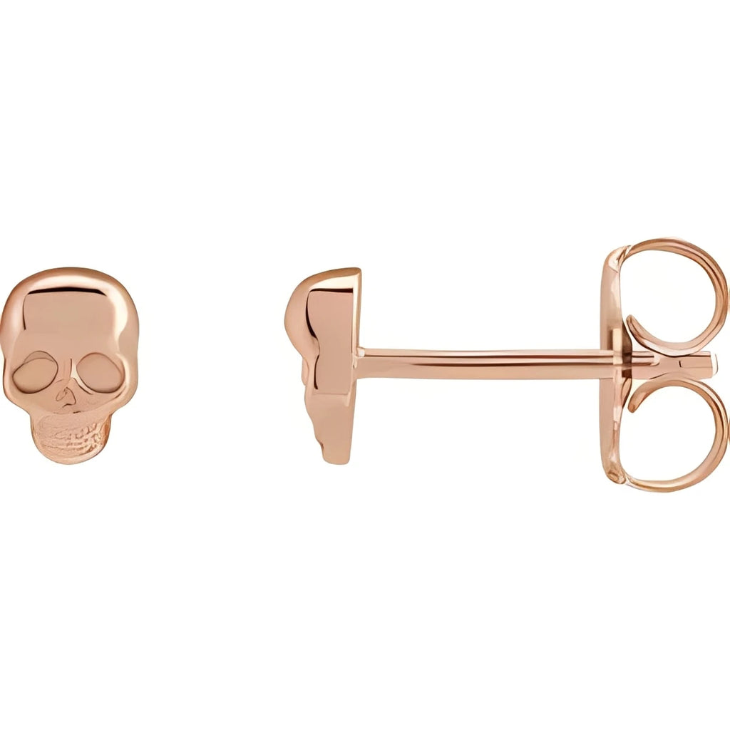 14K Yellow Gold Skull Earrings