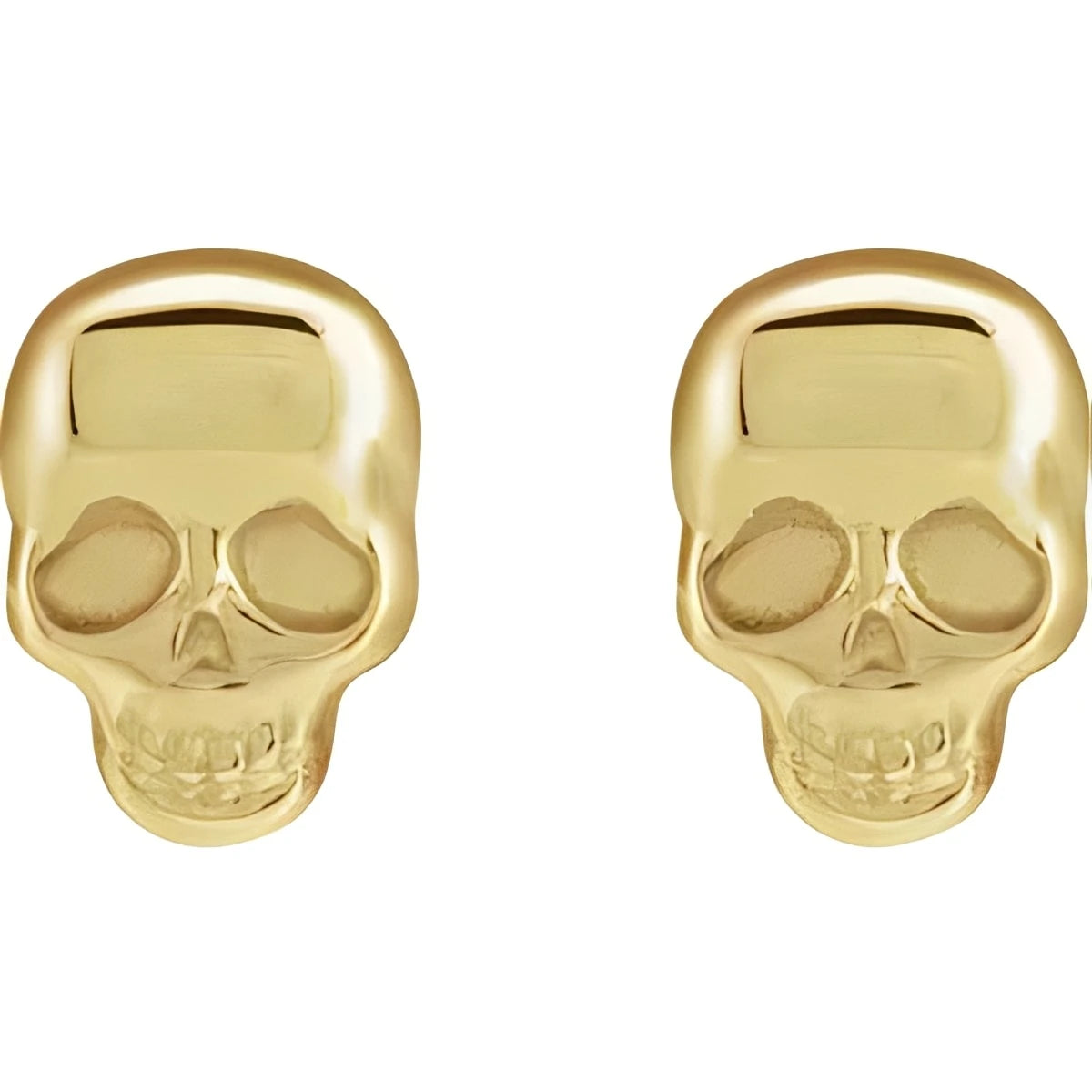 14K Yellow Gold Skull Earrings